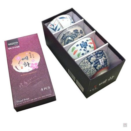 Coffret 4 bols assortis NAGOYA en porcelaine (d14cm)