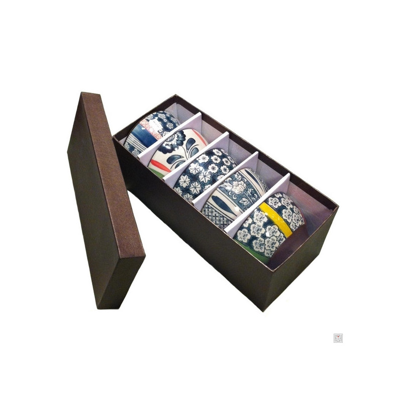 Coffret 5 bols assortis HANA en porcelaine
