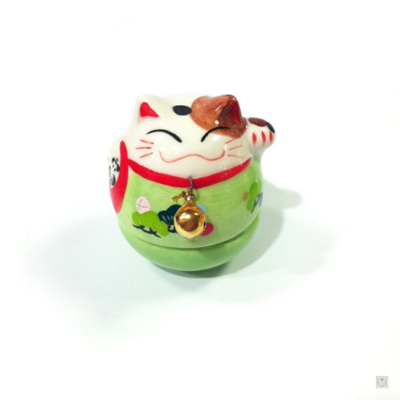 Culbuto Maneki neko grelot en porcelaine h6.5cm