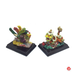 Dragon et Phoenix en résine peint à la main (h6cm)