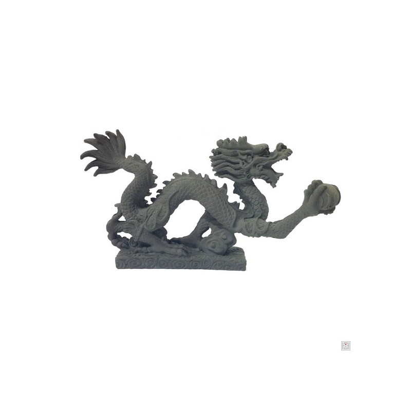 Dragon sur socle nuage en résine noir (h12cm)