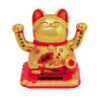 Maneki neko animé 100% solaire 2 PATTES (Bonheur et Richesse) 10cm blanc éventail