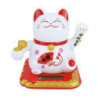 Maneki neko animé 100% solaire 2 PATTES avec Ruyi (Bonheur et Réussite) 10cm blanc éventail