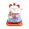 Maneki neko animé 100% solaire bleu avec WULU (Bonheur et Santé) 10cm