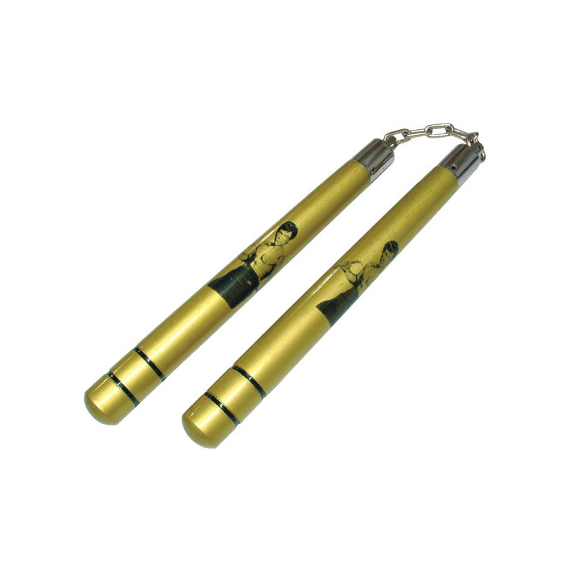 Nunchaku bois doré BRUCE LEE 30cm