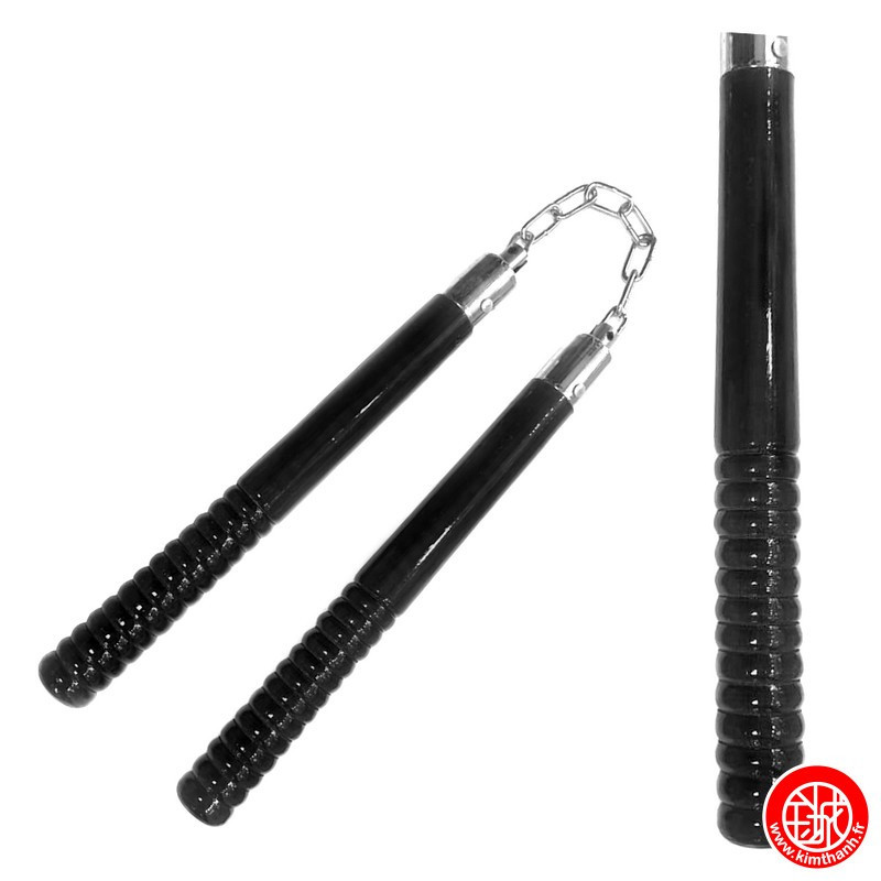 Nunchaku en bois laqué NOiR 30cm