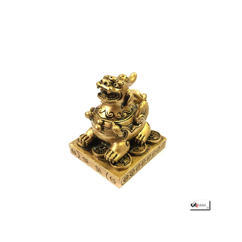 PiXiU sur pièces et socle carré en cuivre (h5cm)