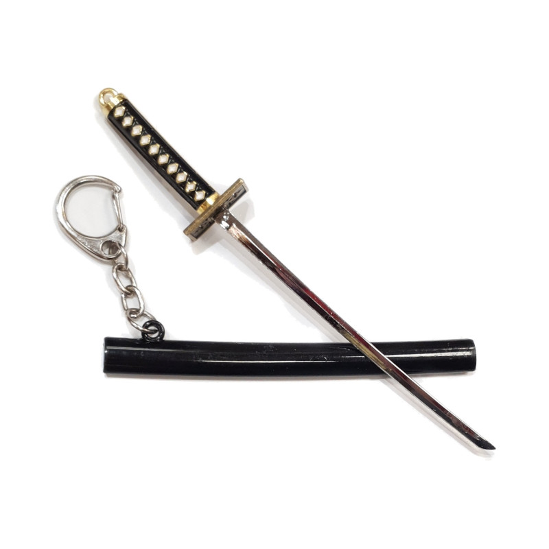Porte-clés mini katana noir en métal 14cm (KT©)