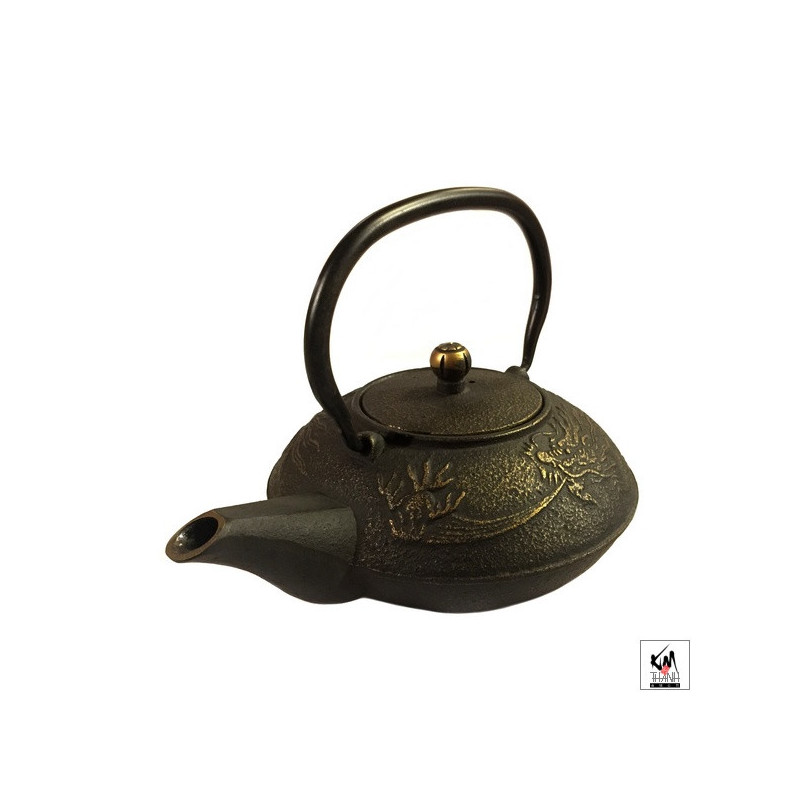 Théière en fonte chinoise DRAGON 0.80L noir et doré