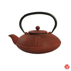 Théière en fonte chinoise LibELLULES 0.80L rouge