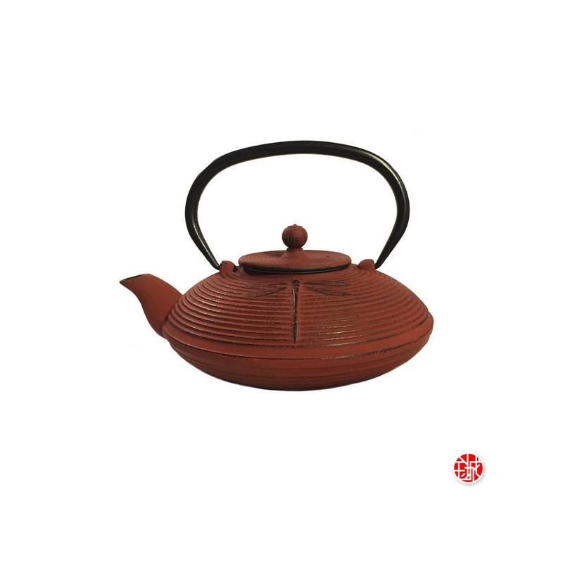 Théière en fonte chinoise LibELLULES 0.80L rouge