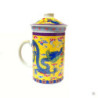 Tisanière & filtre en porcelaine DOUbLE DRAGONS jaune