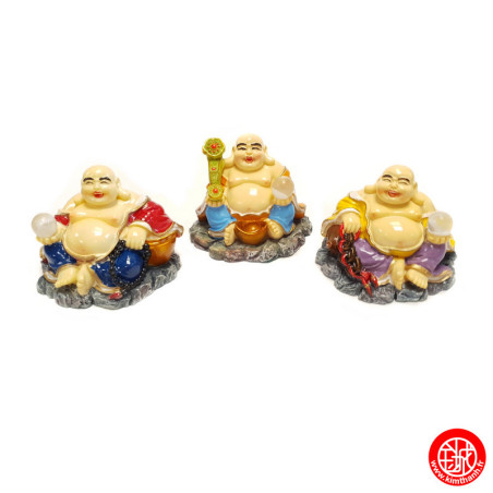 Bouddha HOTEisis en résine peint à la main avec boule de verre h5.5cm