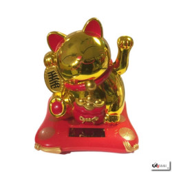 Maneki neko animé BOURSE de LiNGO 100% SOLAiRE richesse doré h10.5cm
