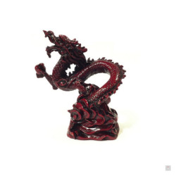 Dragon sur nuages en résine marron (h11cm)