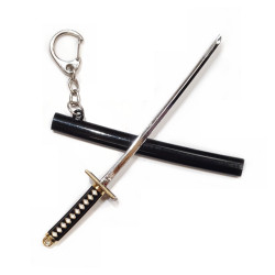 Porte-clés mini katana noir en métal 14cm (KT©)