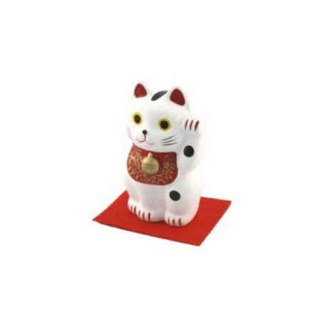 Maneki Neko BLANC en argile (h10.5cm)