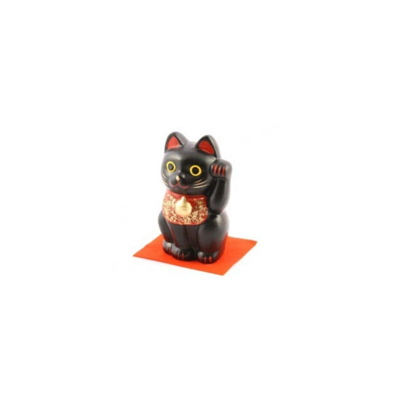 Maneki Neko NOiR en argile (h10.5cm)