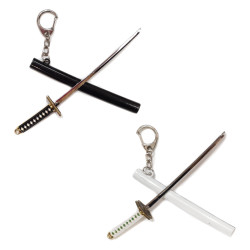 Porte-clés mini katana noir et blanc en métal 14cm (KT©) vendus séparément