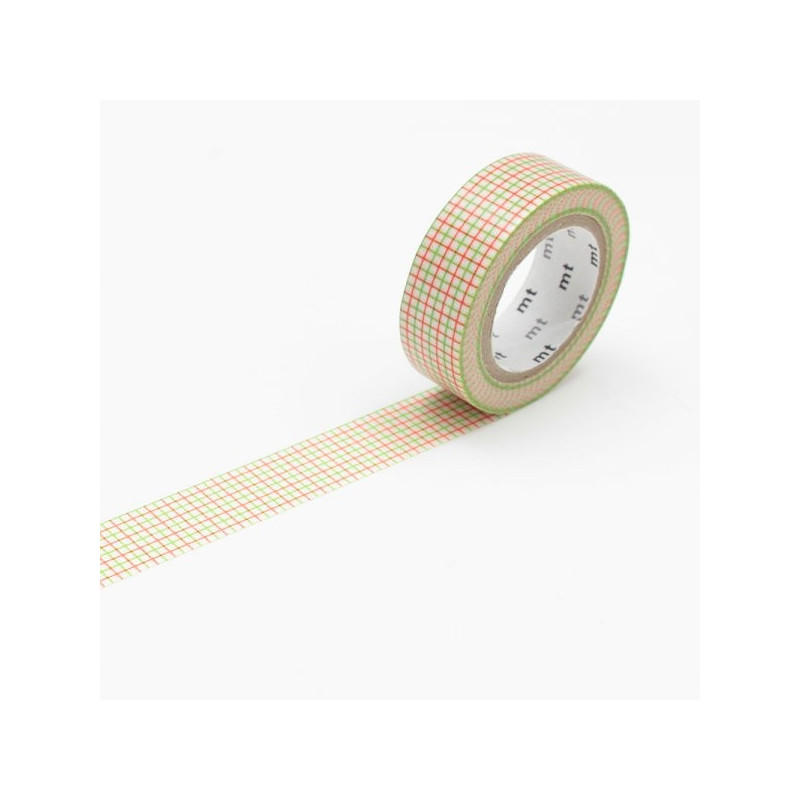 masking tape déco hougan green x orange (quadrillage vert et orange) 15mm*10m