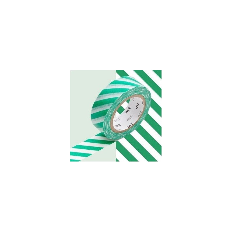 masking tape déco stripe green (stries vertes) 15mm*10m