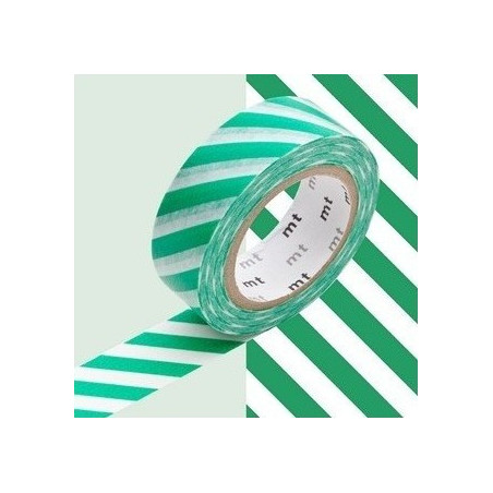 masking tape déco stripe green (stries vertes) 15mm*10m