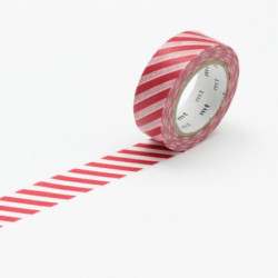 masking tape déco stripe vermillon (stries vermillon) 15mm*10m