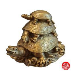 3 Tortues sur les flot en cuivre (L11xh7.5xp7.5cm)