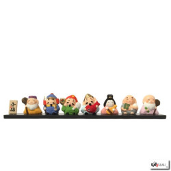 7 Dieux du bonheur KAWAii en argile de Hakata (h3.4cm)
