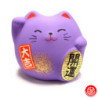 Maneki neko Petit DODU en argile blanche ViOLET (Sagesse) 5.5cm