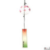 Carillon à vent japonais (fuurin) en verre soufflé boule FLEURS ROSES