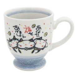 Mug MANEKi NEKO "Temps des Bonheurs" bleu en porcelaine japonaise