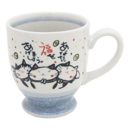 Mug MANEKi NEKO "Temps des Bonheurs" bleu en porcelaine japonaise