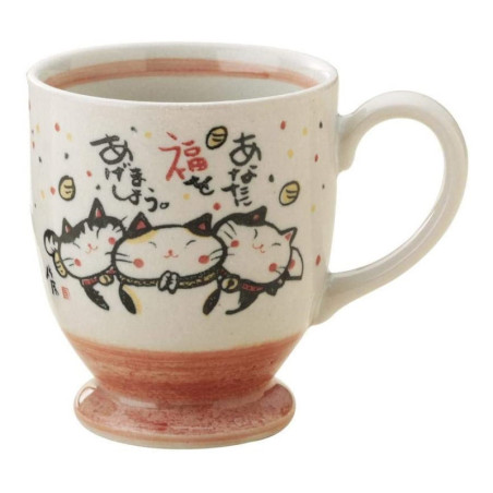 Mug MANEKi NEKO "Temps des Bonheurs" rose en porcelaine japonaise