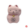 Maneki neko Petit RONd-RONd ROSE en argile (Amour) h5cm