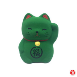 Maneki neko Petit RONd-RONd VERT en argile (Etudes) h5cm