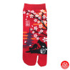 Tabi Socks (S) Socquettes à orteil japonaises ChATS et PAGOdE rouges (Taille extensible de 34 à 39)