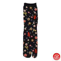 Tabi Socks (S) Chaussettes à orteil japonaises KiNGYO et SAKURA noires (Taille extensible de 34 à 39)