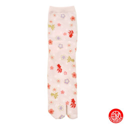 Tabi Socks (S) Chaussettes à orteil japonaises KiNGYO et SAKURA roses (Taille extensible de 34 à 39)