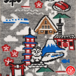 Tabi (M) Socquettes à orteil japonaises CARTE du JAPON gris (Taille extensible de 39 à 44)