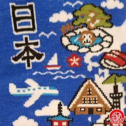 Tabi (M) Socquettes à orteil japonaises CARTE du JAPON bleu (Taille extensible de 39 à 44)