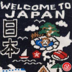 Tabi (M) Socquettes à orteil japonaises CARTE du JAPON bleu nuit (Taille extensible de 39 à 44)