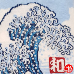Tabi Socks (M) Socquettes à orteil japonaises GRANdE VAGUE de KANAGAWA blanches (extensible t39 à t44)