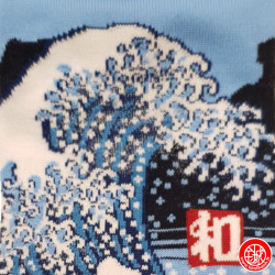 Tabi Socks (M) Socquettes à orteil japonaises GRANdE VAGUE de KANAGAWA bleu nuit (extensible t39 à t44)