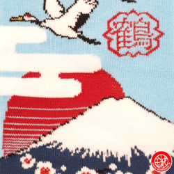 Tabi Socks (M) Socquettes à orteil japonaises FUJi, GRUES et CERiSiERS bleu turquoise (extensible t39 à t44)