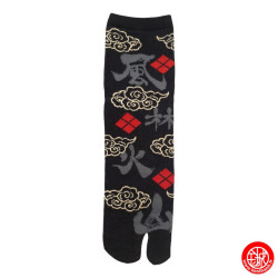 Tabi Socks (M) Chaussettes à orteil japonaises FURINKAZAN noires (Taille extensible de 39 à 44)