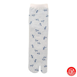 Tabi Socks (M) Chaussettes à orteil japonaises LibELLULES bleu clair (Taille extensible de 39 à 44)