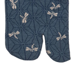 Tabi Socks (M) Chaussettes à orteil japonaises LibELLULES bleu-vert (Taille extensible de 39 à 44)