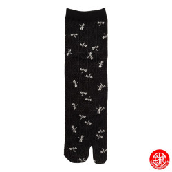 Tabi Socks (M) Chaussettes à orteil japonaises LibELLULES noires (Taille extensible de 39 à 44)