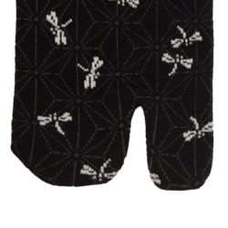 Tabi Socks (M) Chaussettes à orteil japonaises LibELLULES noires (Taille extensible de 39 à 44)
